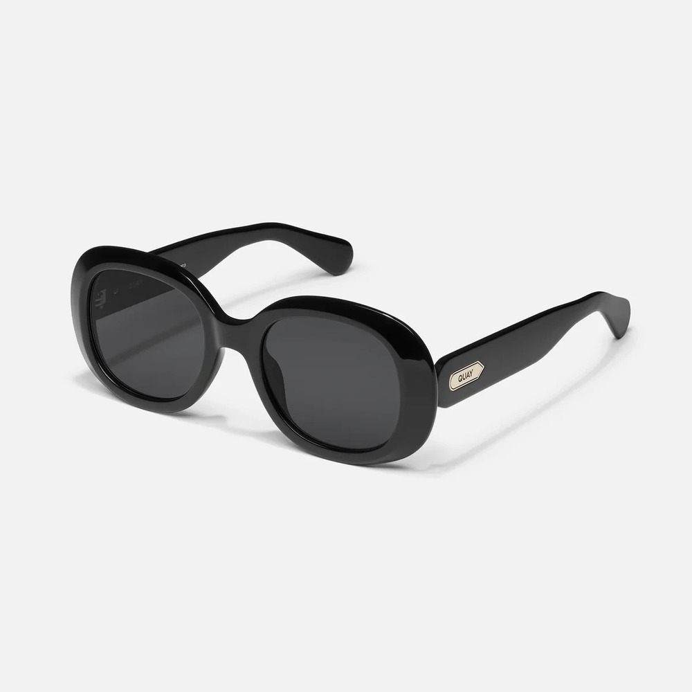 Quay Australia Impromptu Round Sunglasses Black Frame Smoke Lens